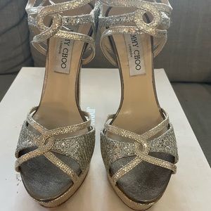 Jimmy Choo sierra champagne glitter heels